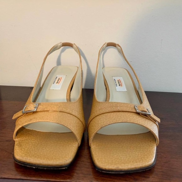 Talbots Leather Upper Square Toe with Buckle Square Heel Slingback Sandals 7 1/2 - Picture 7 of 8